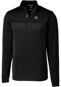 Cutter and Buck Rutgers Scarlet Knights Mens Black Traverse Stripe Stretch Big and Tall 1/4 Zip ..