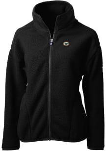 Cutter and Buck Green Bay Packers Womens Black Cascade Sherpa Long Sleeve Full Zip Jacket