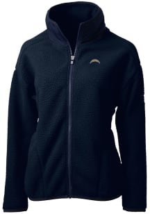 Cutter and Buck Los Angeles Chargers Womens Navy Blue Cascade Sherpa Long Sleeve Full Zip Jacket