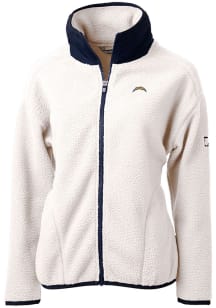 Cutter and Buck Los Angeles Chargers Womens White Cascade Sherpa Long Sleeve Full Zip Jacket