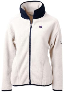 Cutter and Buck New York Giants Womens White Cascade Sherpa Long Sleeve Full Zip Jacket