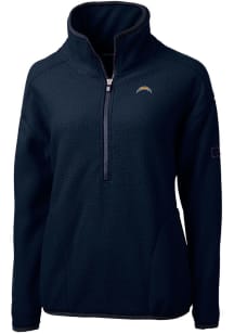 Cutter and Buck Los Angeles Chargers Womens Navy Blue Cascade Sherpa 1/4 Zip Pullover