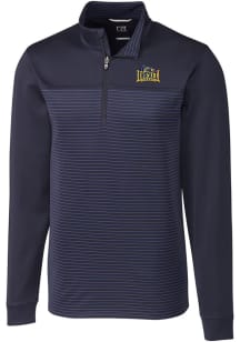 Cutter and Buck Drexel Dragons Mens Navy Blue Traverse Stripe Stretch Big and Tall 1/4 Zip Pullo..
