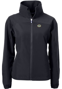 Cutter and Buck Green Bay Packers Womens Black Charter Eco Light Weight Jacket