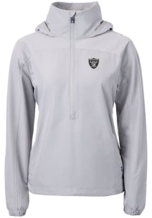 Cutter and Buck Las Vegas Raiders Womens Grey Charter Eco Long Sleeve Pullover