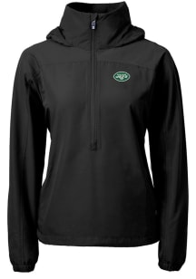 Cutter and Buck New York Jets Womens Black Charter Eco Long Sleeve Pullover