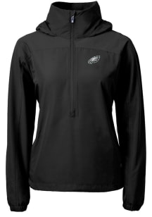Cutter and Buck Philadelphia Eagles Womens Black Charter Eco Long Sleeve Pullover