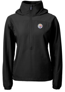 Cutter and Buck Pittsburgh Steelers Womens Black Charter Eco Long Sleeve Pullover