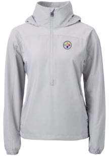Cutter and Buck Pittsburgh Steelers Womens Grey Charter Eco Long Sleeve Pullover