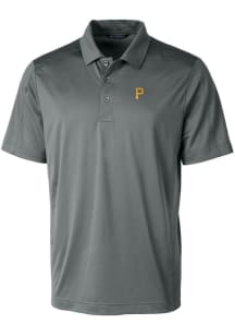 Cutter and Buck Pittsburgh Pirates Mens Grey Prospect Textured Short Sleeve Polo