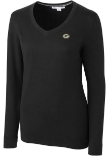 Cutter and Buck Green Bay Packers Womens Black Lakemont Long Sleeve Sweater