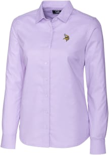 Cutter and Buck Minnesota Vikings Womens Stretch Oxford Long Sleeve Purple Dress Shirt