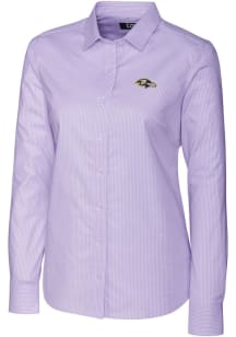 Cutter and Buck Baltimore Ravens Womens Stretch Oxford Long Sleeve Purple Dress Shirt