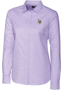 Cutter and Buck Minnesota Vikings Womens Stretch Oxford Long Sleeve Purple Dress Shirt