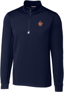 Cutter and Buck Syracuse Orange Mens Navy Blue Traverse Vault Big and Tall 1/4 Zip Pullover