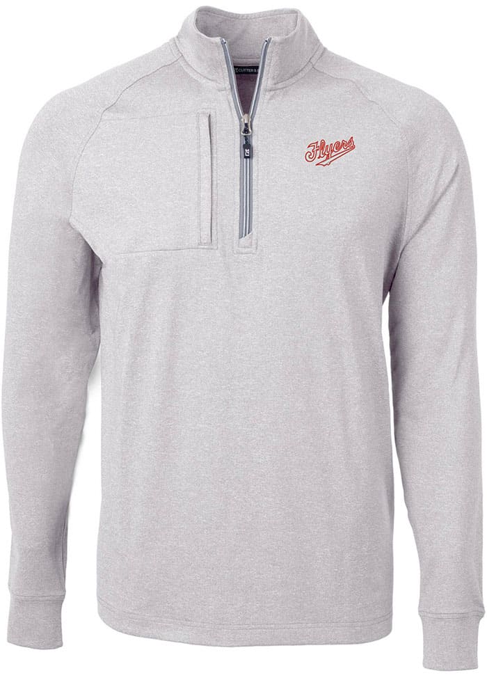 Cutter and Buck Dayton Flyers Mens Grey Vault Adapt Eco Knit Big Tall 1/4 Zip Pullover