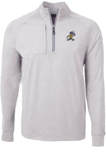 Cutter and Buck East Tennesse State Buccaneers Mens Grey Vault Adapt Eco Knit Big and Tall 1/4 Z..