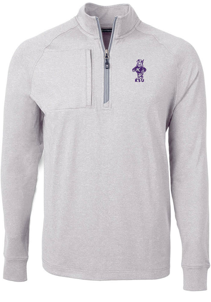 Cutter and Buck K-State Wildcats Mens Grey Adapt Eco Vault Big and Tall 1/4 Zip Pullover