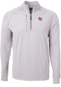 Cutter and Buck Oklahoma Sooners Mens Grey Adapt Eco Vault Big and Tall 1/4 Zip Pullover