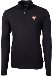 Cutter and Buck Texas Longhorns Mens Black Virtue Eco Pique Vault Big and Tall 1/4 Zip Pullover