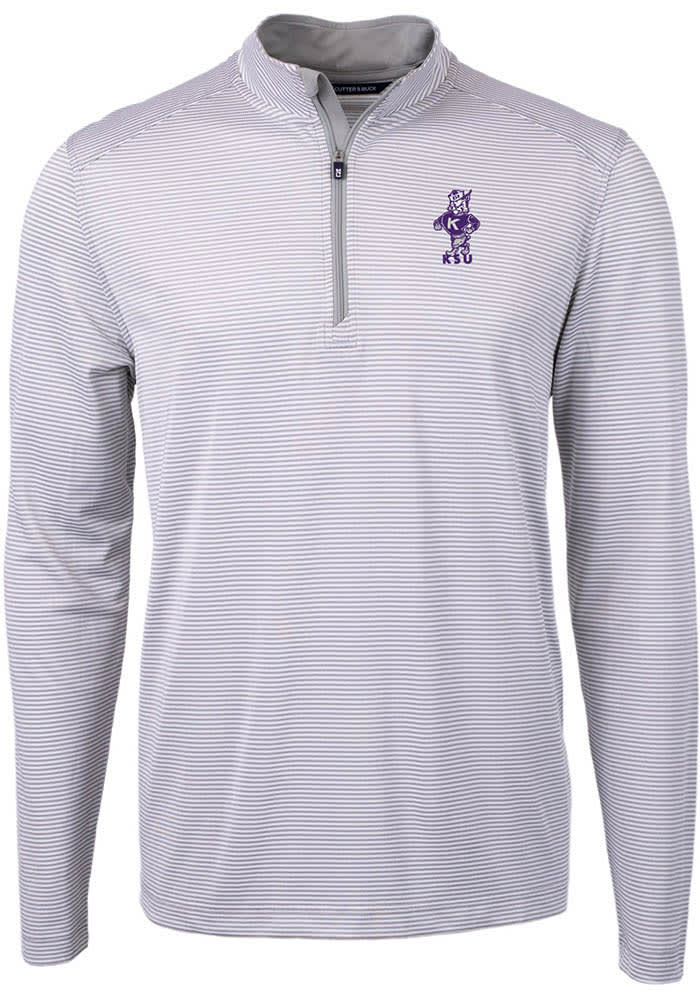 Cutter and Buck K-State Wildcats Mens Grey Virtue Eco Pique Vault Big and Tall 1/4 Zip Pullover