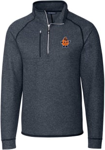 Cutter and Buck Syracuse Orange Mens Navy Blue Mainsail Vault Big and Tall 1/4 Zip Pullover
