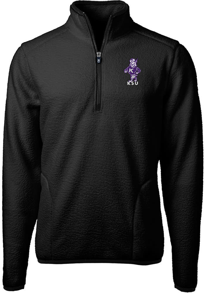 Cutter and Buck K-State Wildcats Mens Black Cascade Sherpa Vault Big and Tall 1/4 Zip Pullover