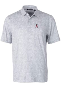 Cutter and Buck Los Angeles Angels Mens Grey Pike Constellation Short Sleeve Polo