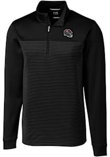 Cutter and Buck Tampa Bay Buccaneers Mens Black Helmet Traverse Stripe Big and Tall Qtr Zip
