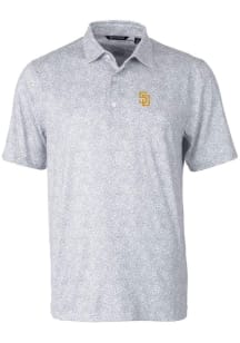 Cutter and Buck San Diego Padres Mens Grey Pike Constellation Short Sleeve Polo