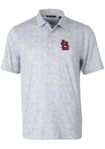 Cutter and Buck St Louis Cardinals Mens Grey Pike Constellation Short Sleeve Polo