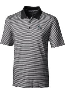 Cutter and Buck Carolina Panthers Black Helmet Forge Tonal Stripe Big and Tall Polo