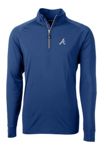 Cutter and Buck Atlanta Braves Mens Blue Adapt Eco Knit Long Sleeve 1/4 Zip Pullover