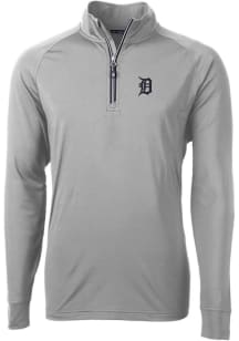 Cutter and Buck Detroit Tigers Mens Grey Adapt Eco Knit Long Sleeve 1/4 Zip Pullover