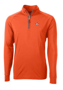 Cutter and Buck Houston Astros Mens Orange Adapt Eco Knit Long Sleeve 1/4 Zip Pullover