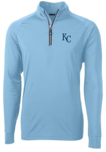 Cutter and Buck Kansas City Royals Mens Blue Adapt Eco Knit Long Sleeve Qtr Zip Pullover