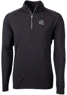 Cutter and Buck Carolina Panthers Mens Black Helmet Adapt Eco Big and Tall 1/4 Zip Pullover