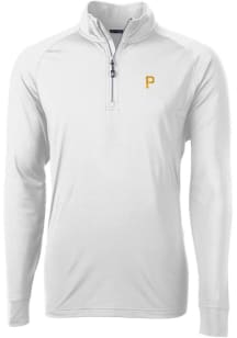 Cutter and Buck Pittsburgh Pirates Mens White Adapt Eco Knit Long Sleeve 1/4 Zip Pullover