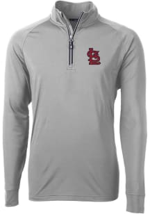 Cutter and Buck St Louis Cardinals Mens Grey Adapt Eco Knit Long Sleeve 1/4 Zip Pullover