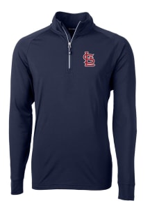 Cutter and Buck St Louis Cardinals Mens Navy Blue Adapt Eco Knit Long Sleeve 1/4 Zip Pullover