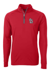 Cutter and Buck St Louis Cardinals Mens Red Adapt Eco Knit Long Sleeve 1/4 Zip Pullover