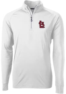 Cutter and Buck St Louis Cardinals Mens White Adapt Eco Knit Long Sleeve 1/4 Zip Pullover
