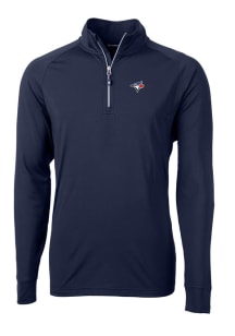 Cutter and Buck Toronto Blue Jays Mens Navy Blue Adapt Eco Knit Long Sleeve 1/4 Zip Pullover