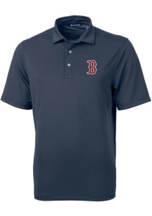 Cutter and Buck Boston Red Sox Mens Navy Blue Virtue Eco Pique Short Sleeve Polo