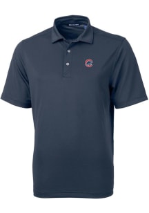 Cutter and Buck Chicago Cubs Mens Navy Blue Virtue Eco Pique Short Sleeve Polo