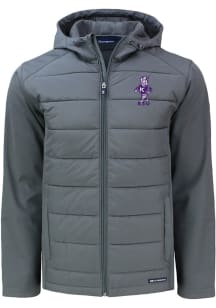 Grey K-State Wildcats Cutter and Buck Mens Evoke Hood Vault Big and Tall Lined Jacket