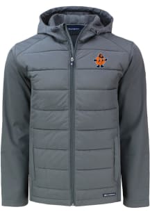 Cutter and Buck Syracuse Orange Mens Grey Evoke Hood Vault Big and Tall Lined Jacket