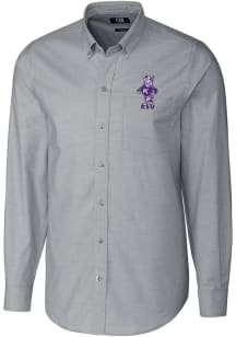 Cutter and Buck K-State Wildcats Mens Charcoal Vault Stretch Oxford Big and Tall Dress Shirt