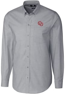Cutter and Buck Oklahoma Sooners Mens Charcoal Stretch Oxford Vault Big and Tall Dress Shirt