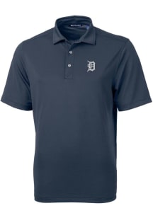 Cutter and Buck Detroit Tigers Mens Navy Blue Virtue Eco Pique Short Sleeve Polo
